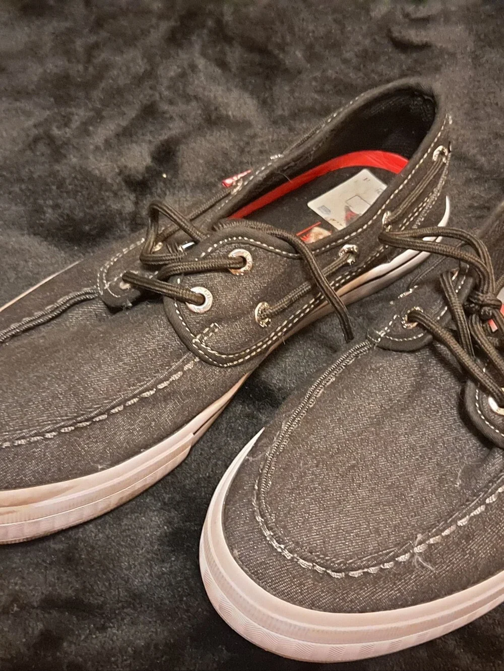 Levi's Mens Black Slip-On Comfort Tech Loafers with Red Accents Sz 8